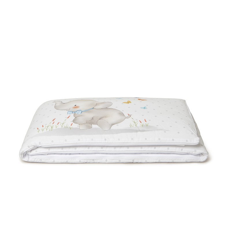 Funda nórdica desenfundable + chichonera Elefante de Interbaby