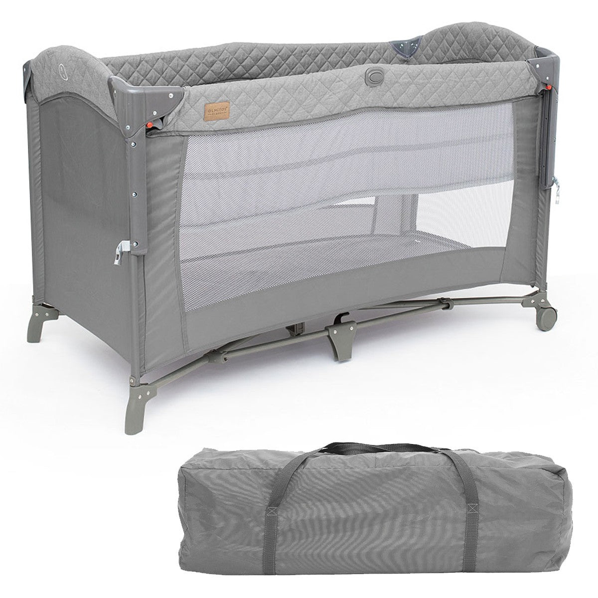 Olmitos - Berço de viagem co-sleeping 3 em 1, cercadinho e berço clássico - Dobrável em 2 alturas, entrada lateral e rodas com freio da Olmitos