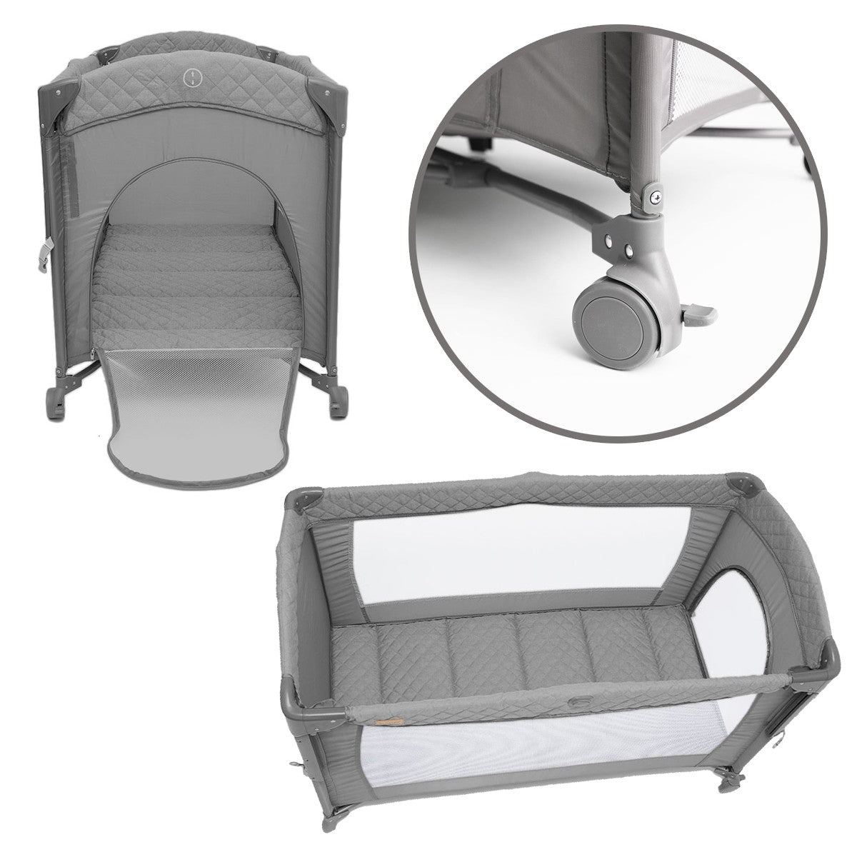 Olmitos - Berço de viagem co-sleeping 3 em 1, cercadinho e berço clássico - Dobrável em 2 alturas, entrada lateral e rodas com freio da Olmitos