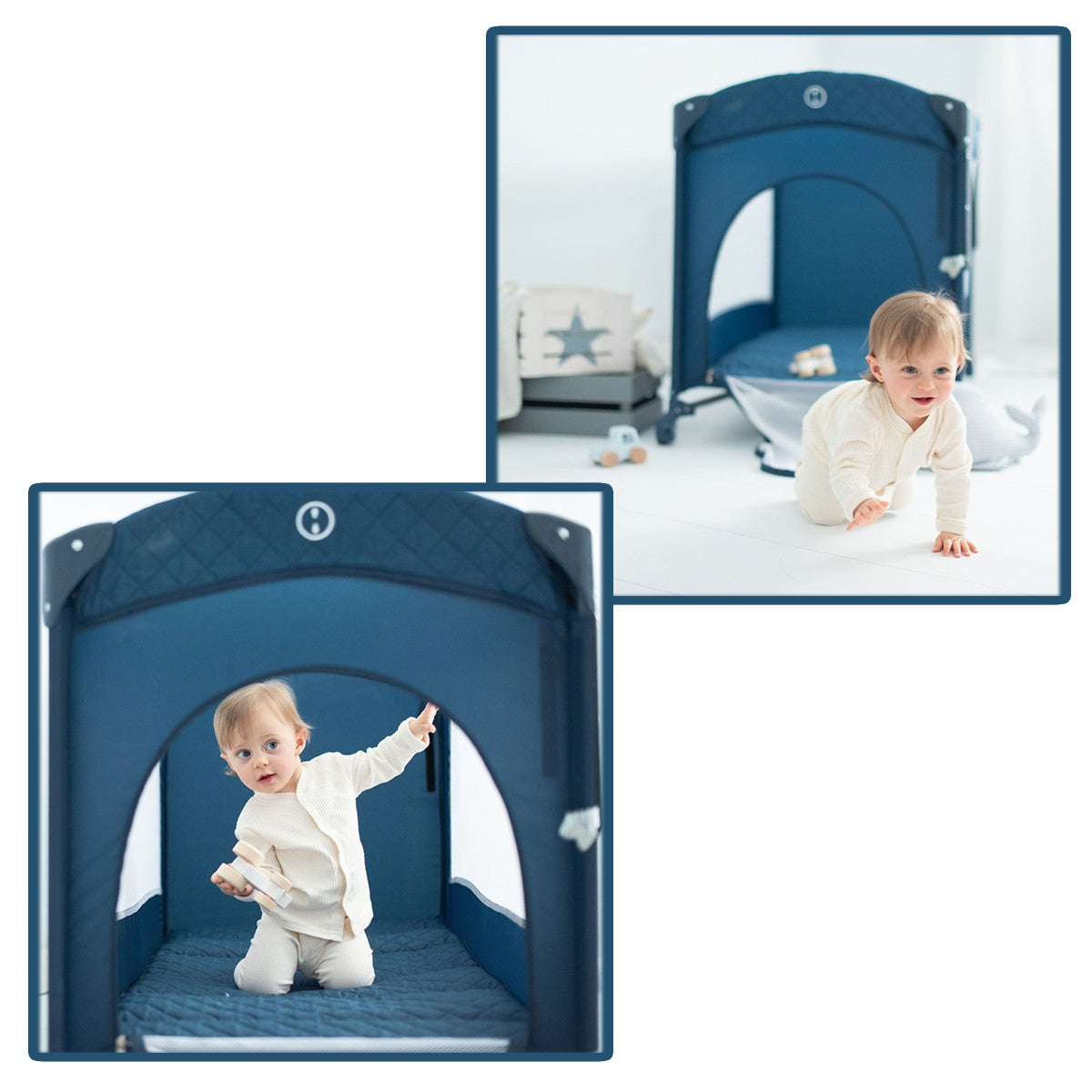 Olmitos - Berço de viagem co-sleeping 3 em 1, cercadinho e berço clássico - Dobrável em 2 alturas, entrada lateral e rodas com freio da Olmitos