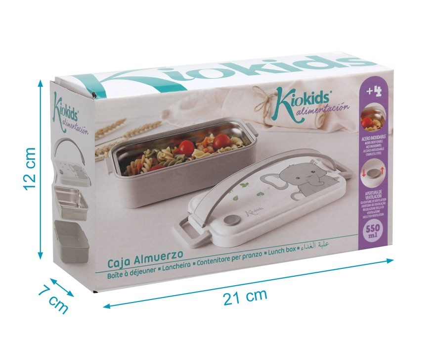Caja almuerzo de acero inoxidable elefante de kiokids