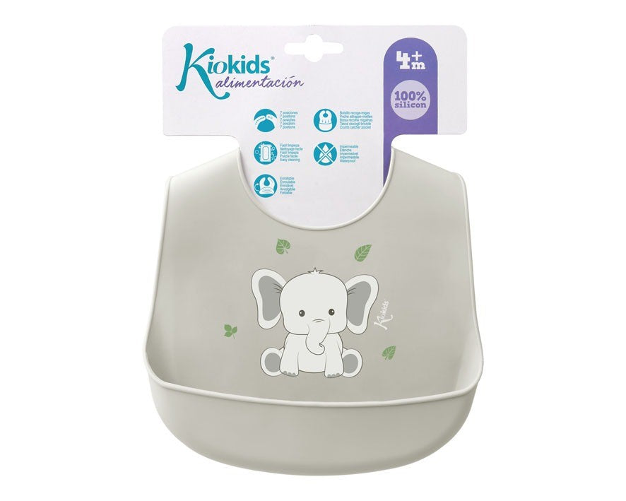 Babador de silicone macio Kiokids para elefante