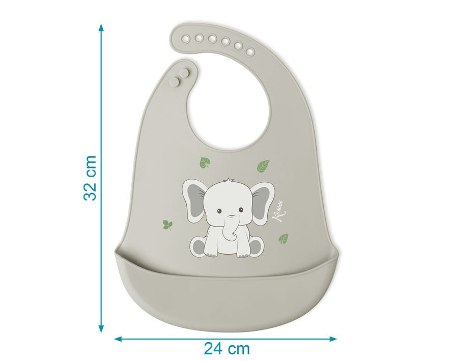 Babador de silicone macio Kiokids para elefante