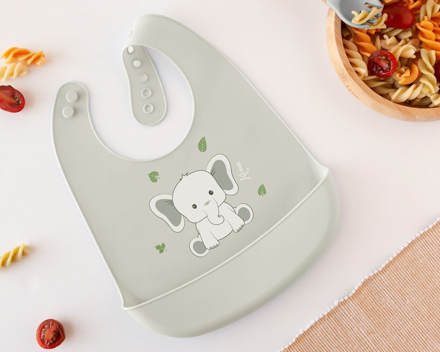 Babador de silicone macio Kiokids para elefante