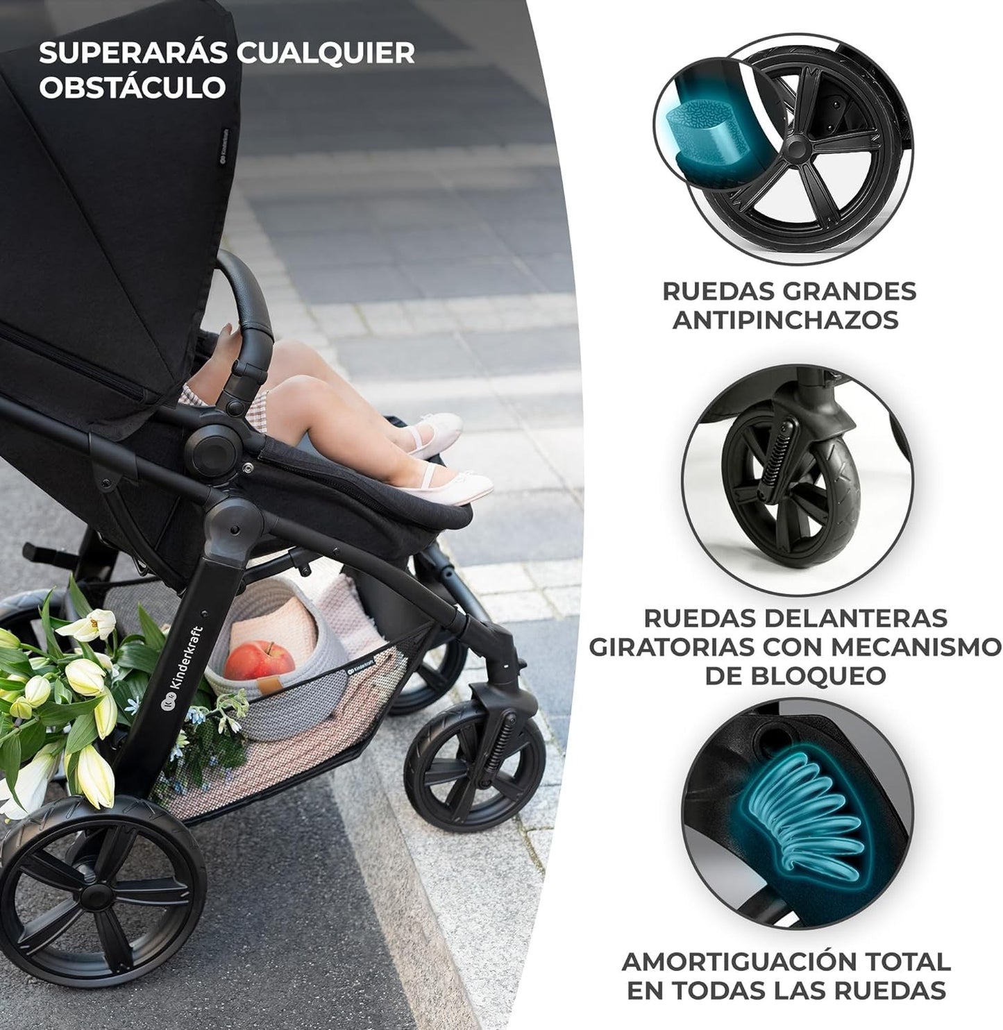 Carrinho de bebê conversível Kinderkraft Moov CT I-Size Mink Pro 3 em 1