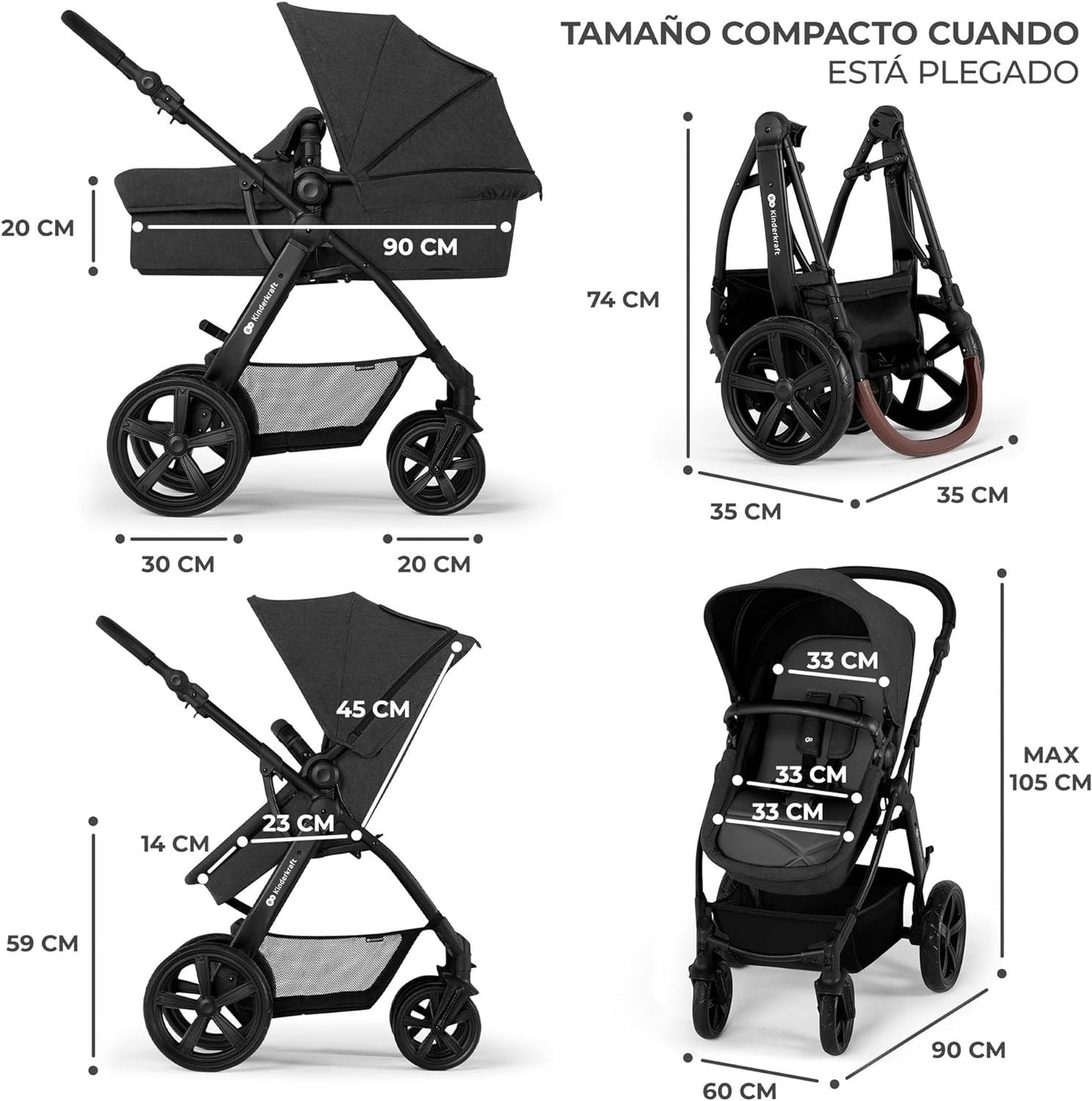 Carrinho de bebê conversível Kinderkraft Moov CT I-Size Mink Pro 3 em 1