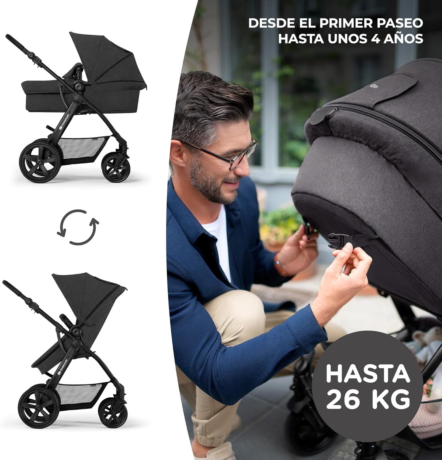 Carrinho de bebê conversível Kinderkraft Moov CT I-Size Mink Pro 3 em 1