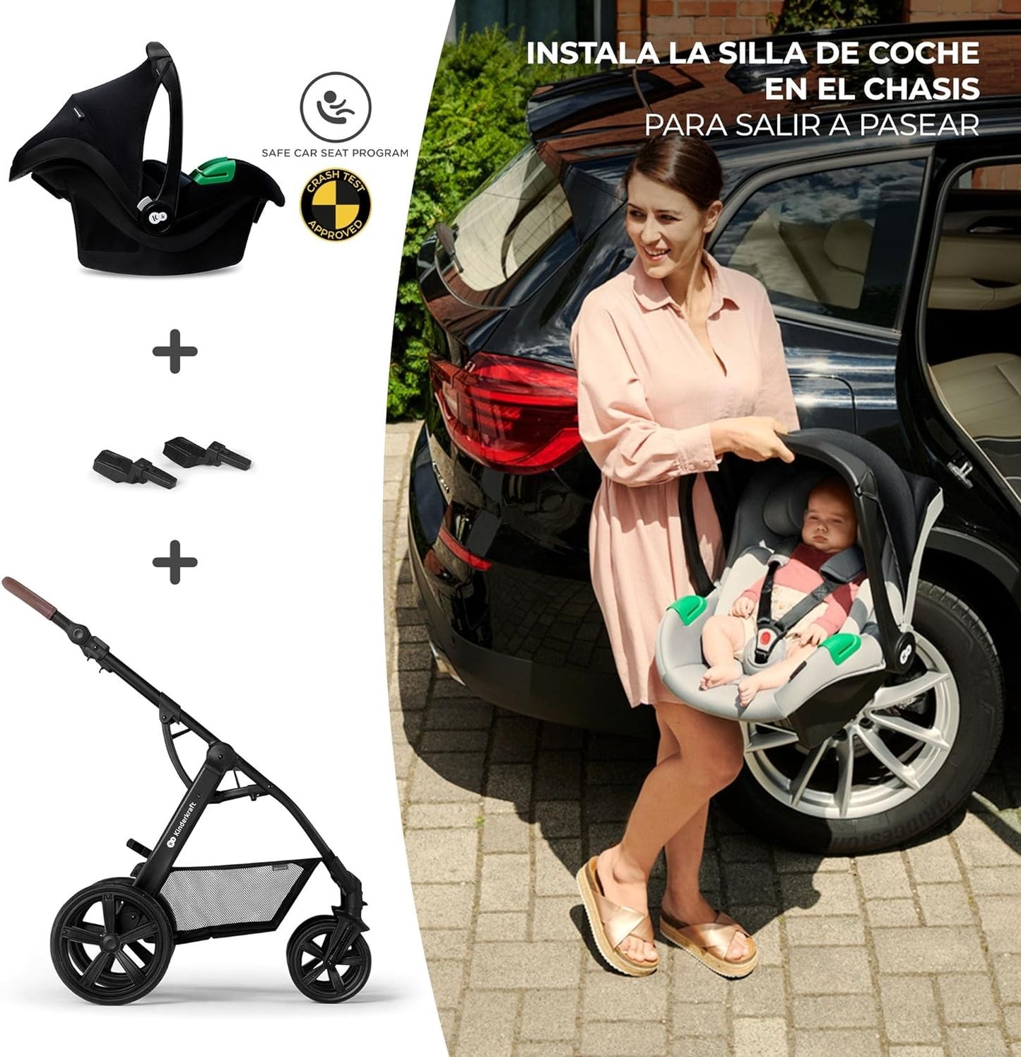Carrinho de bebê conversível Kinderkraft Moov CT I-Size Mink Pro 3 em 1