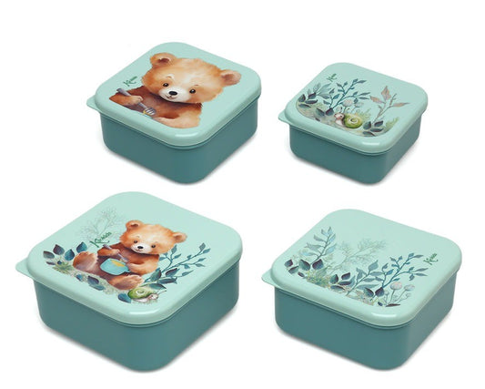 Conjunto de 4 recipientes para comida de veado/urso Kiokids
