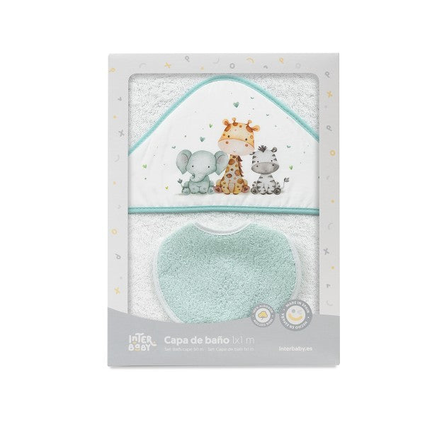 Capa de Baño Jirafa Elefante + Babero de Interbaby