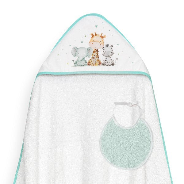Capa de Baño Jirafa Elefante + Babero de Interbaby