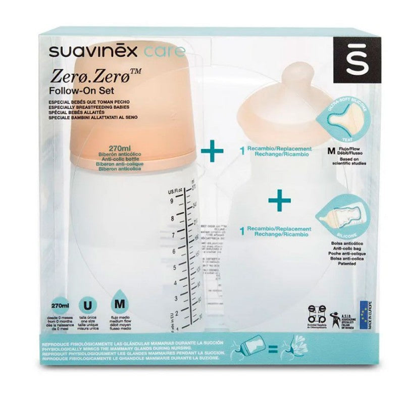 Set Biberón Zero Zero 270ml + recambio de Suavinex