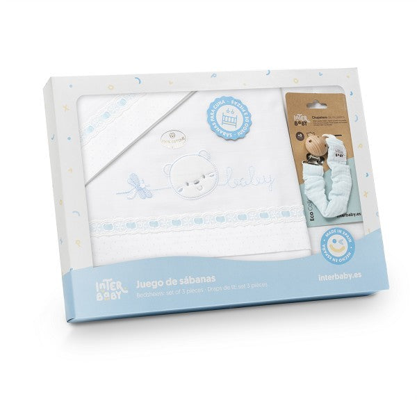 Conjunto de lençóis para berço Interbaby Baby Bear + porta-chupeta