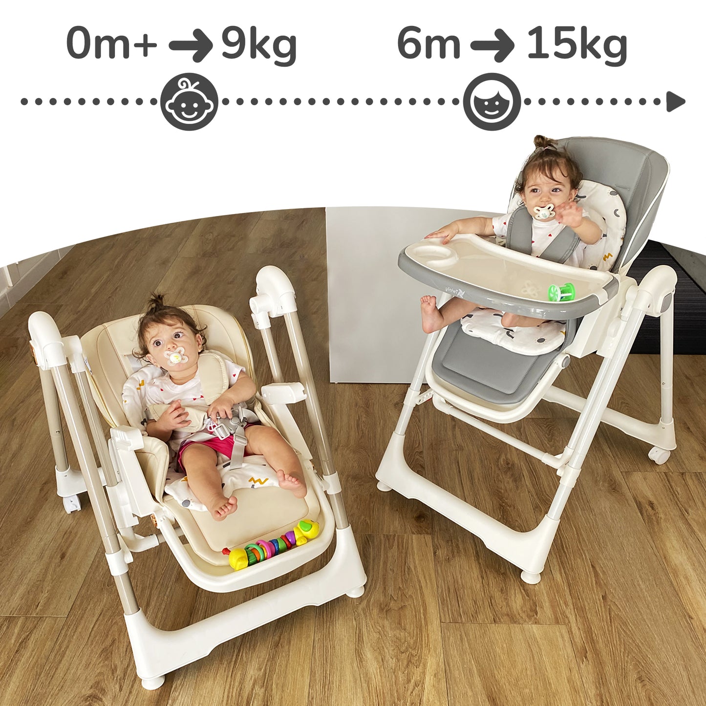Trona Evolutiva bebé 3 en 1 Hamaca columpio y balancín Movity de Twinly