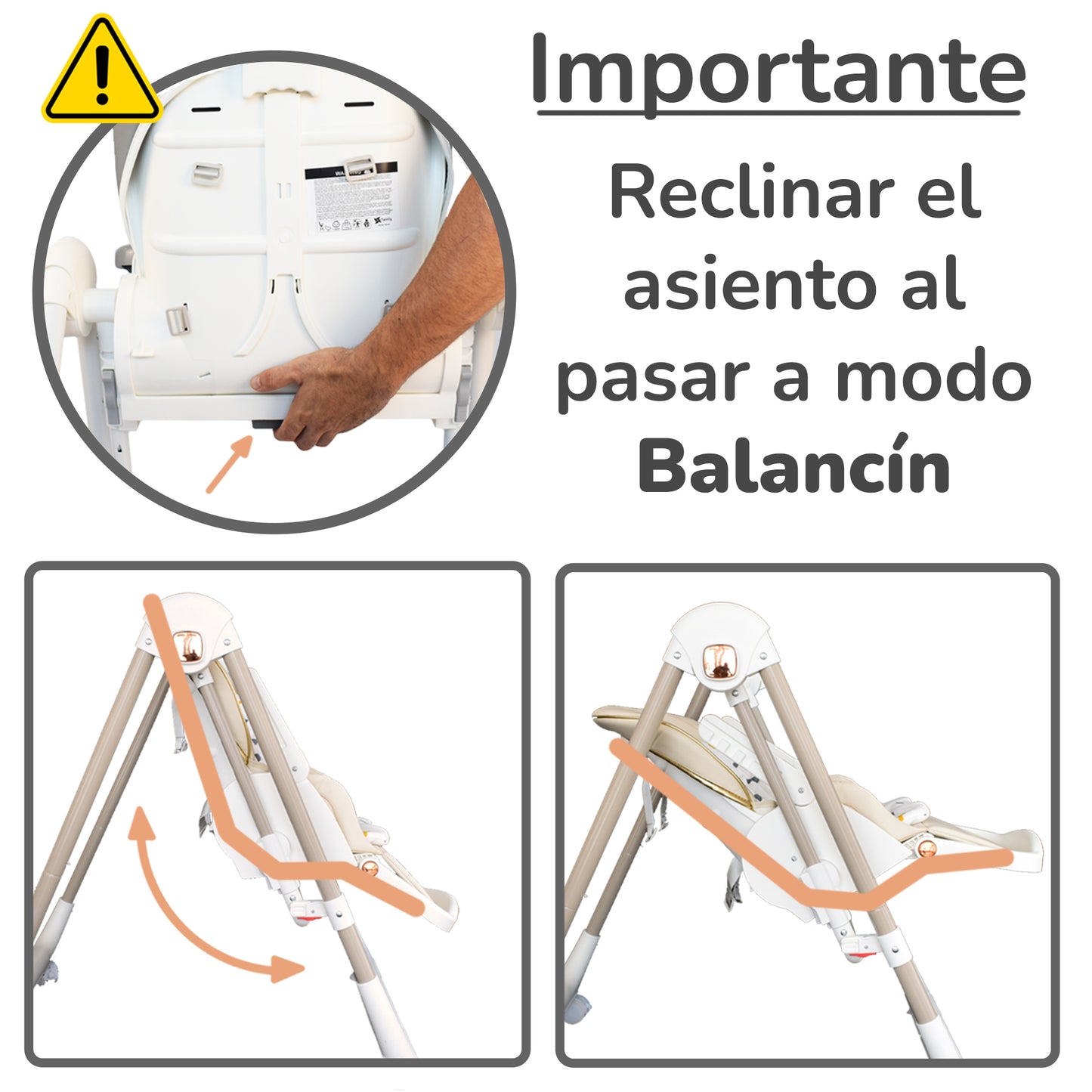 Trona Evolutiva bebé 3 en 1 Hamaca columpio y balancín Movity de Twinly