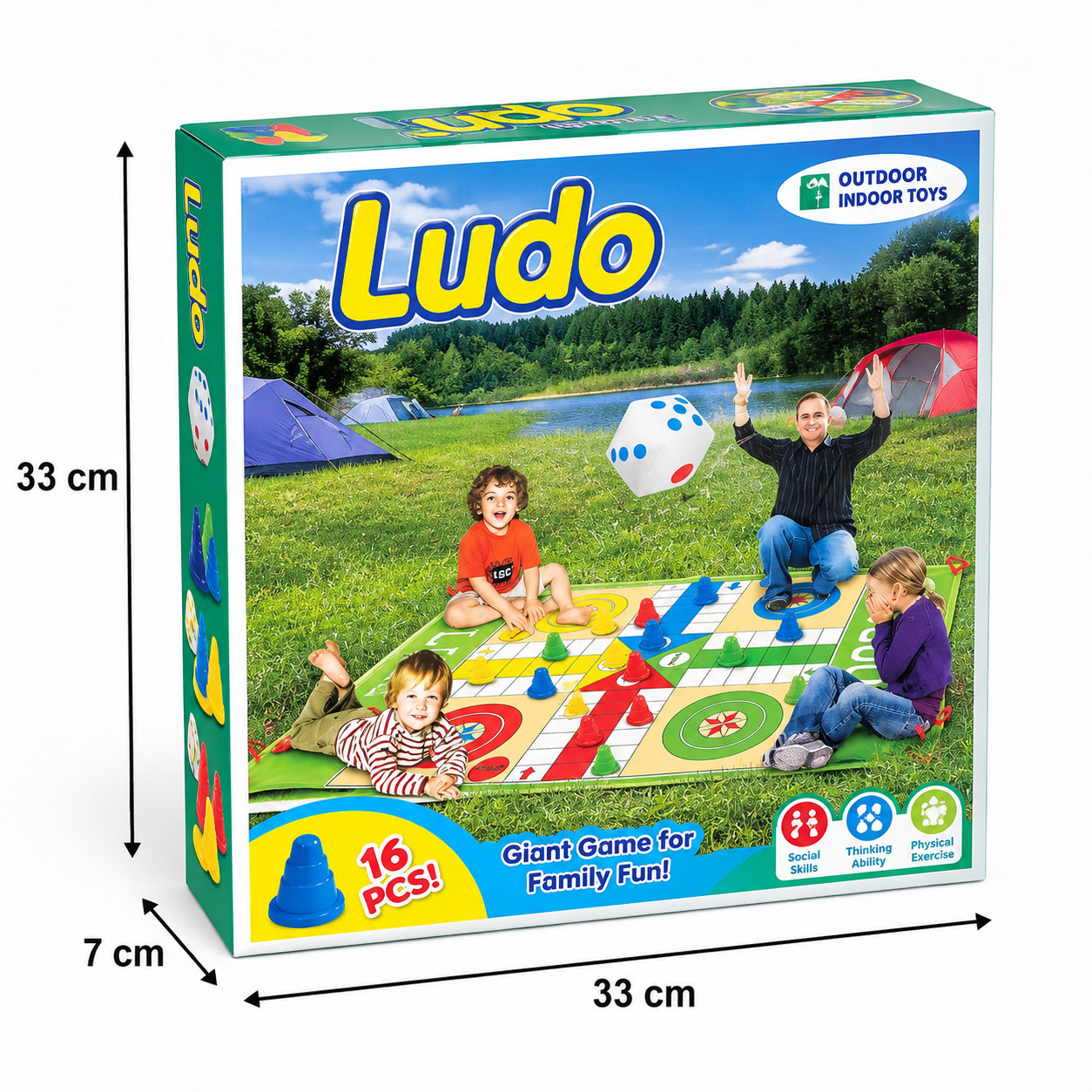 Juego de Mesa Familiar Ludo Gigante Infantil 130 × 93 cm de Twinly