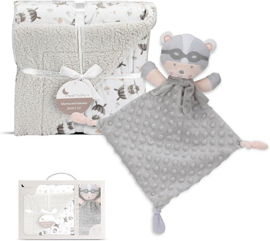 Cobertor de pele de carneiro Interbaby + Urso Paraquedas Dou Dou