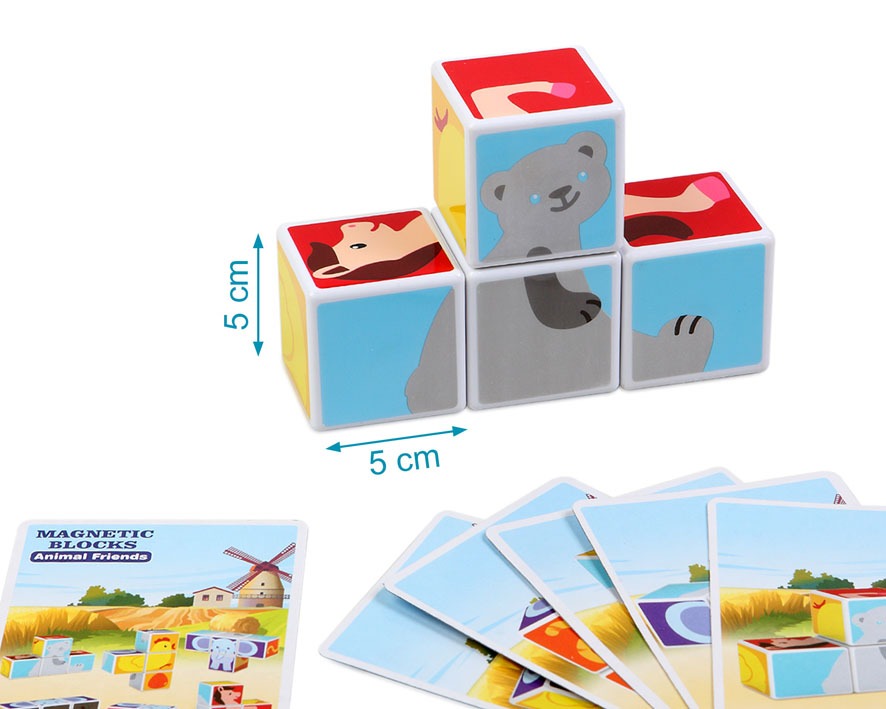 Quebra-cabeça infantil Kiokids de 4 blocos magnéticos