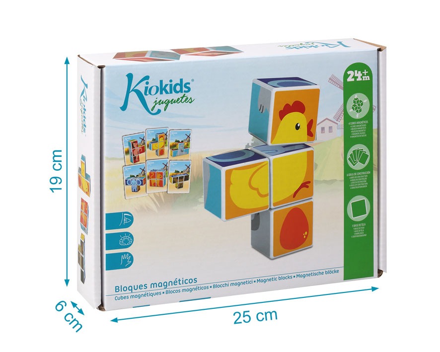 Quebra-cabeça infantil Kiokids de 4 blocos magnéticos