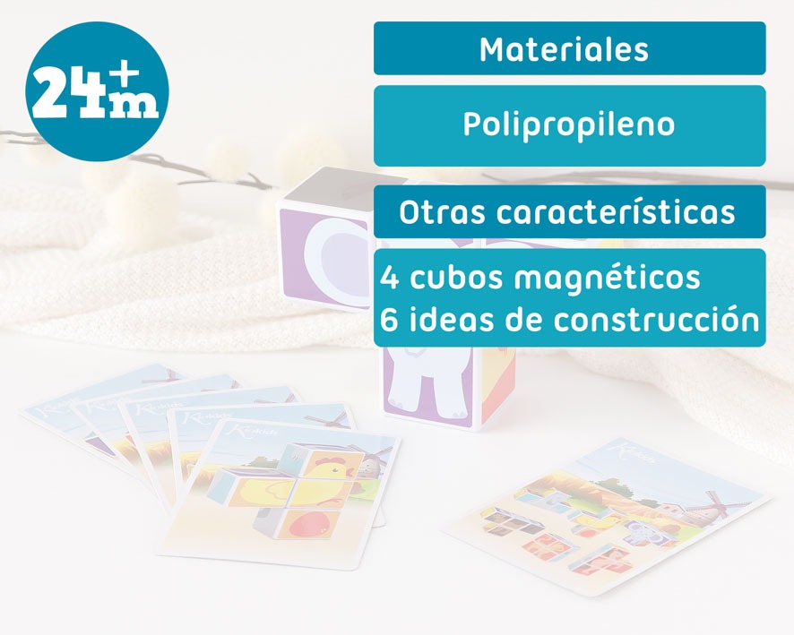 Quebra-cabeça infantil Kiokids de 4 blocos magnéticos