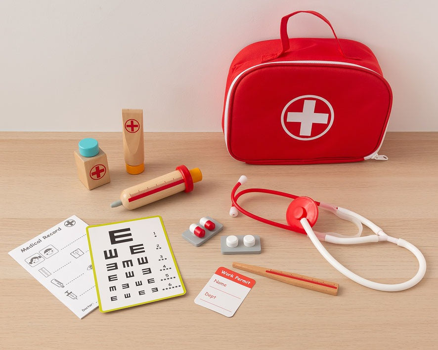 Conjunto de médico de madeira Kiokids