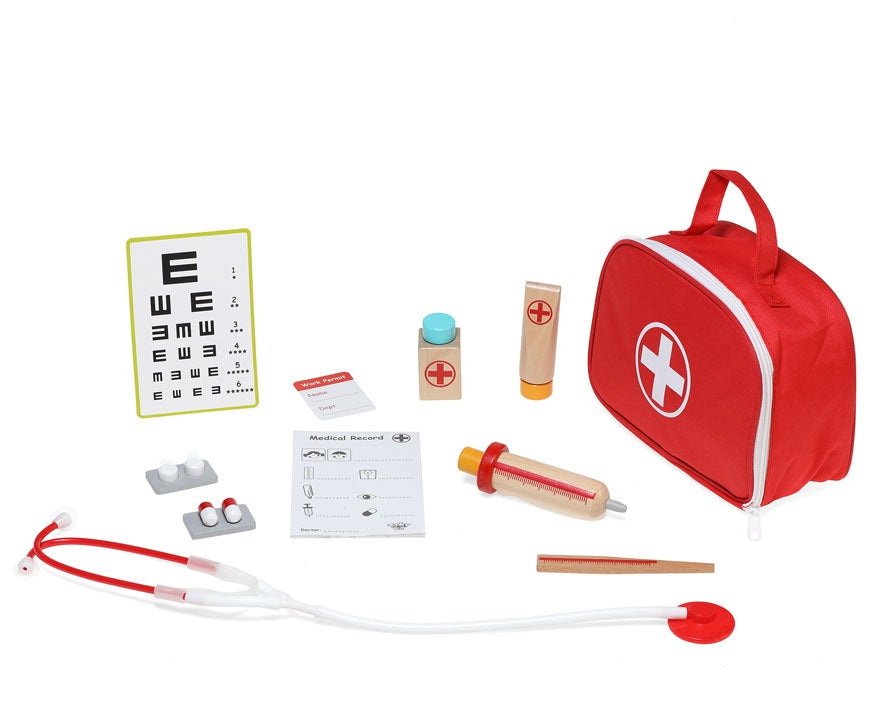 Conjunto de médico de madeira Kiokids
