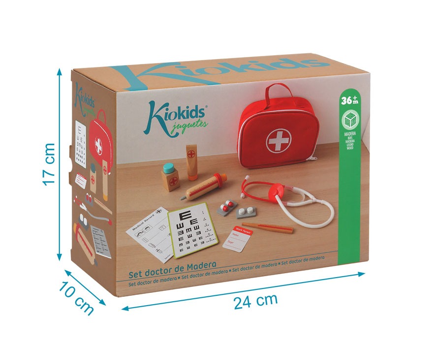 Conjunto de médico de madeira Kiokids