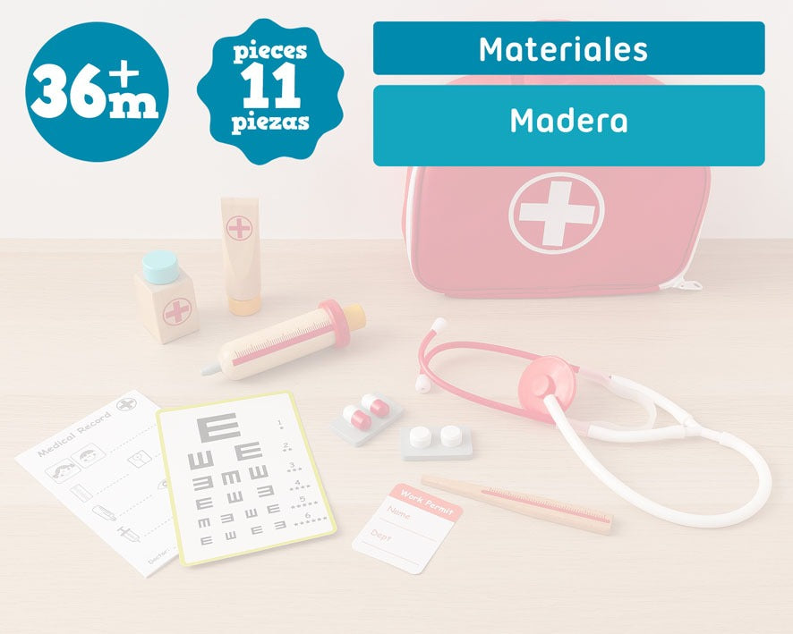 Conjunto de médico de madeira Kiokids