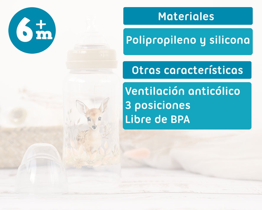Biberón 360 ml Ciervo +6m de Kiokids