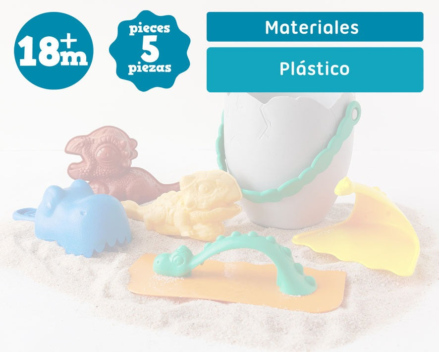 Conjunto de praia com balde de dinossauro Kiokids