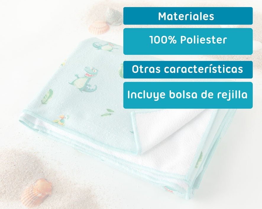 Toalla de playa microfibra cocodrilos de Kiokids