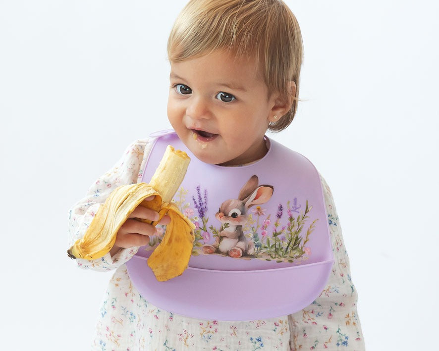 Babero Silicona Lavanda Conejito de Kiokids