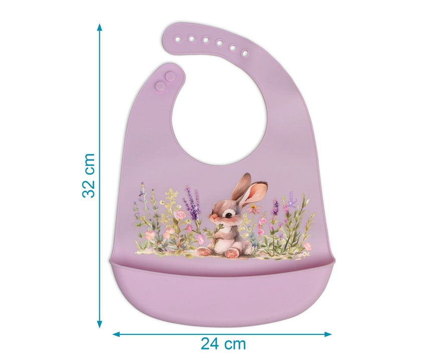 Babero Silicona Lavanda Conejito de Kiokids