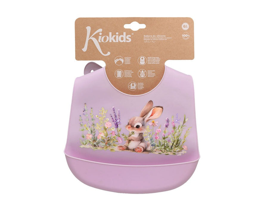 Babero Silicona Lavanda Conejito de Kiokids