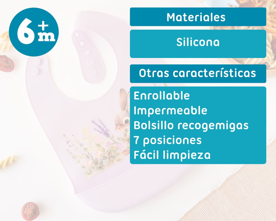 Babero Silicona Lavanda Conejito de Kiokids
