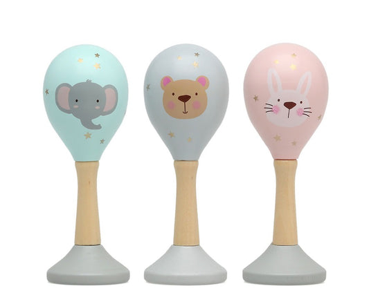 KIOKIDS VARIADOS BRINQUEDOS MARACAS DE ANIMAIS DE MADEIRA
