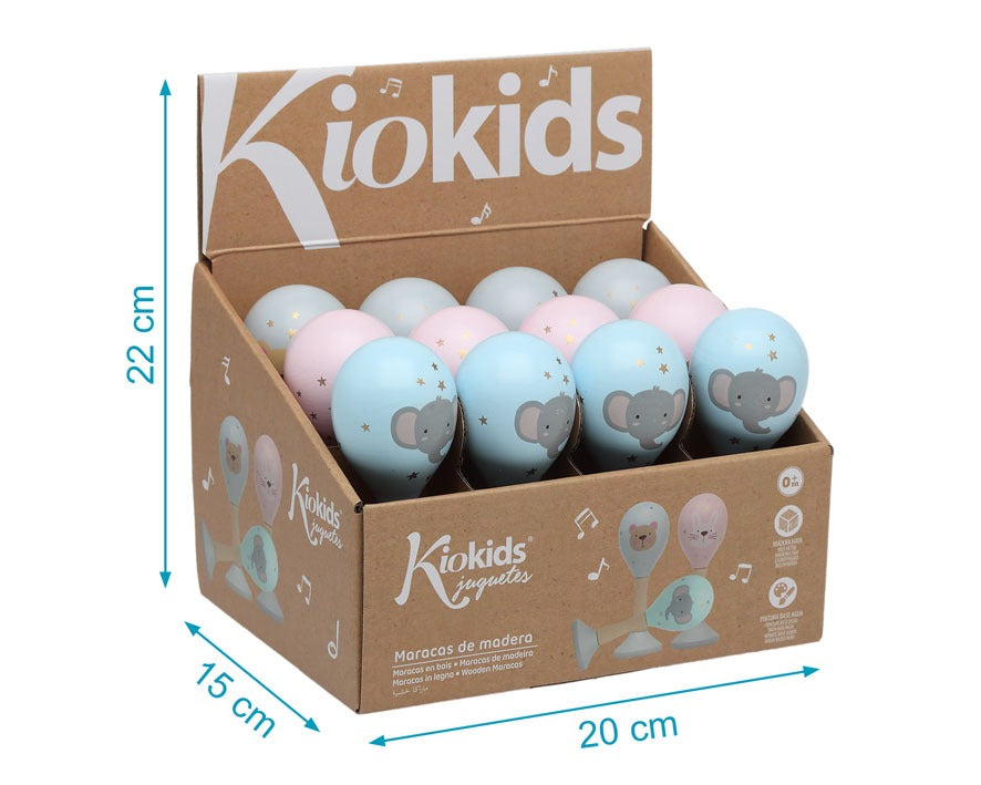 KIOKIDS VARIADOS BRINQUEDOS MARACAS DE ANIMAIS DE MADEIRA