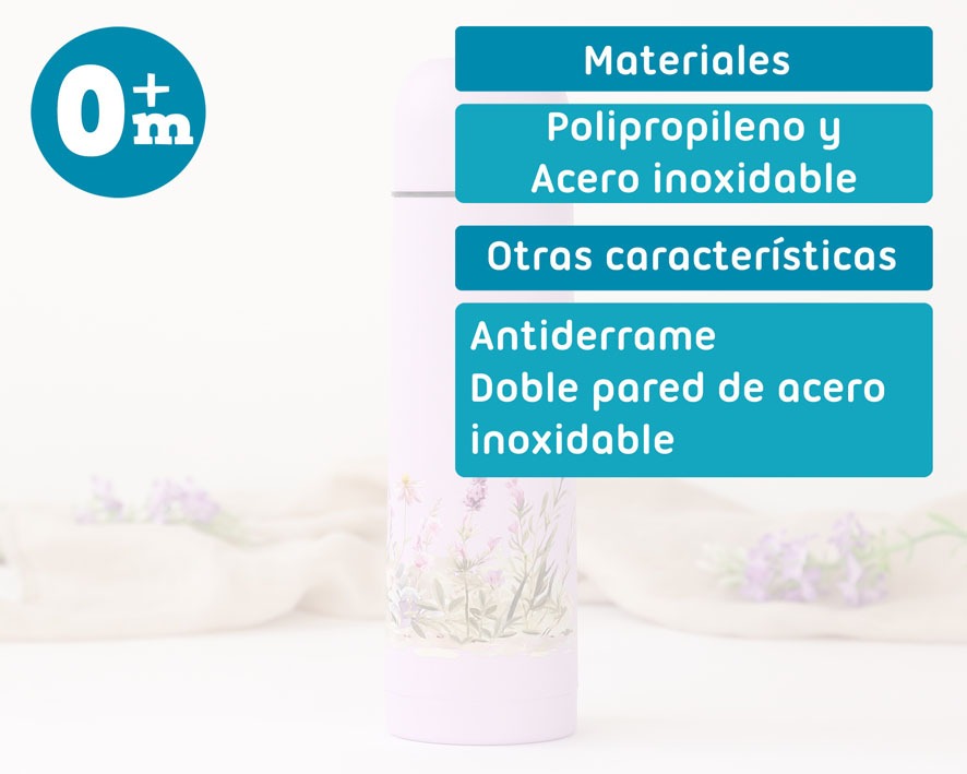 Garrafa térmica Kiokids com estampa de folhas de 500ml para líquidos