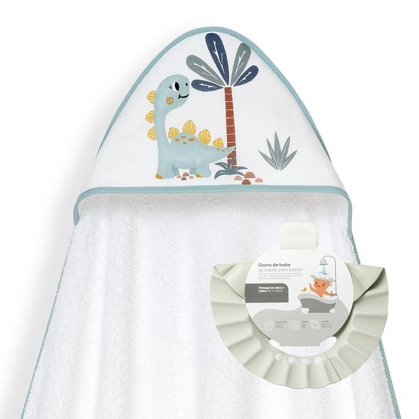 Capa de Baño Dinosaurio Palmera + Gorro de Interbaby