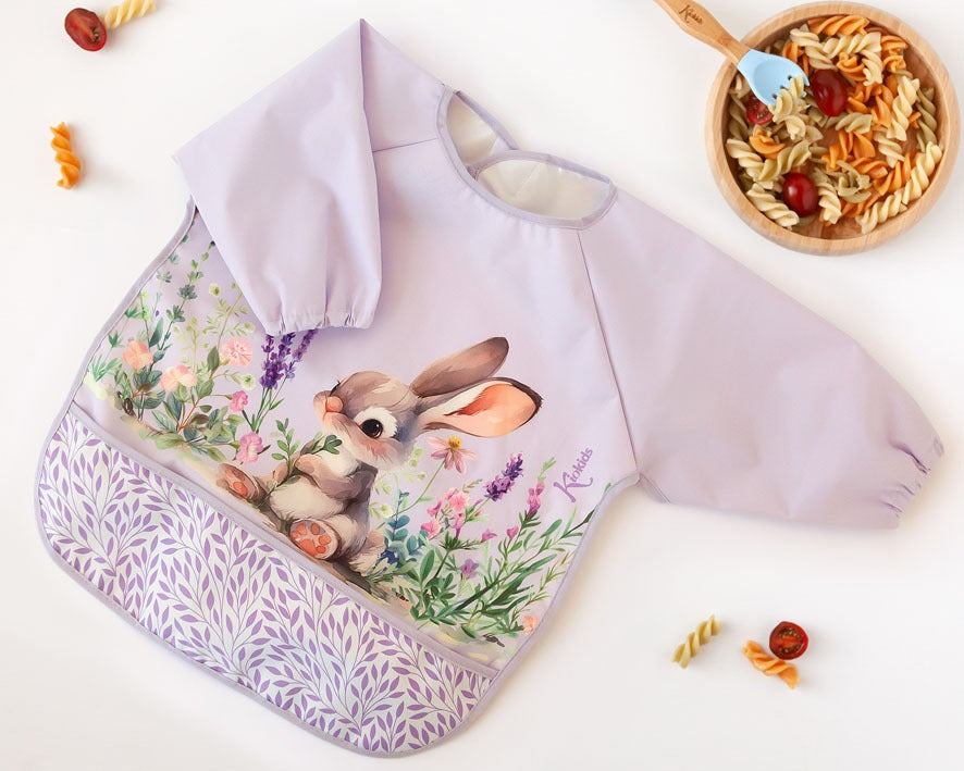 Babero Impermeable Lavanda Con Mangas de Kiokids
