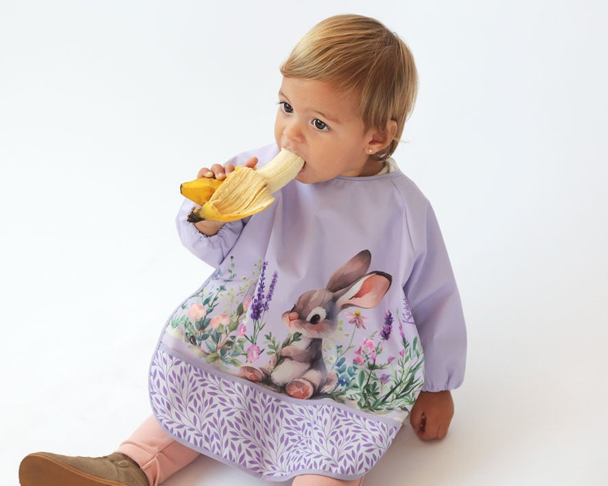 Babero Impermeable Lavanda Con Mangas de Kiokids