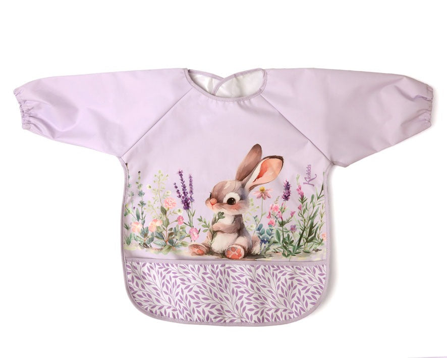 Babador impermeável Kiokids lavanda com mangas