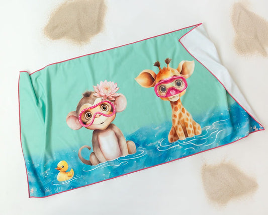 Toalha de praia de microfibra Kiokids Animalitos