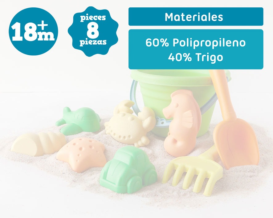 Set de Playa Cubo con 8 Piezas de Kiokids