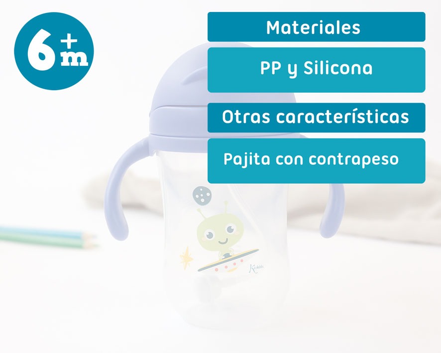 TAZA APRENDIZAJE CON PAJITA STEP 3 300ML CON ASAS DE KIOKIDS