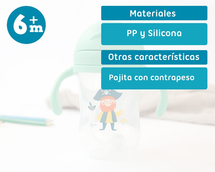 TAZA APRENDIZAJE CON PAJITA STEP 3 300ML CON ASAS DE KIOKIDS
