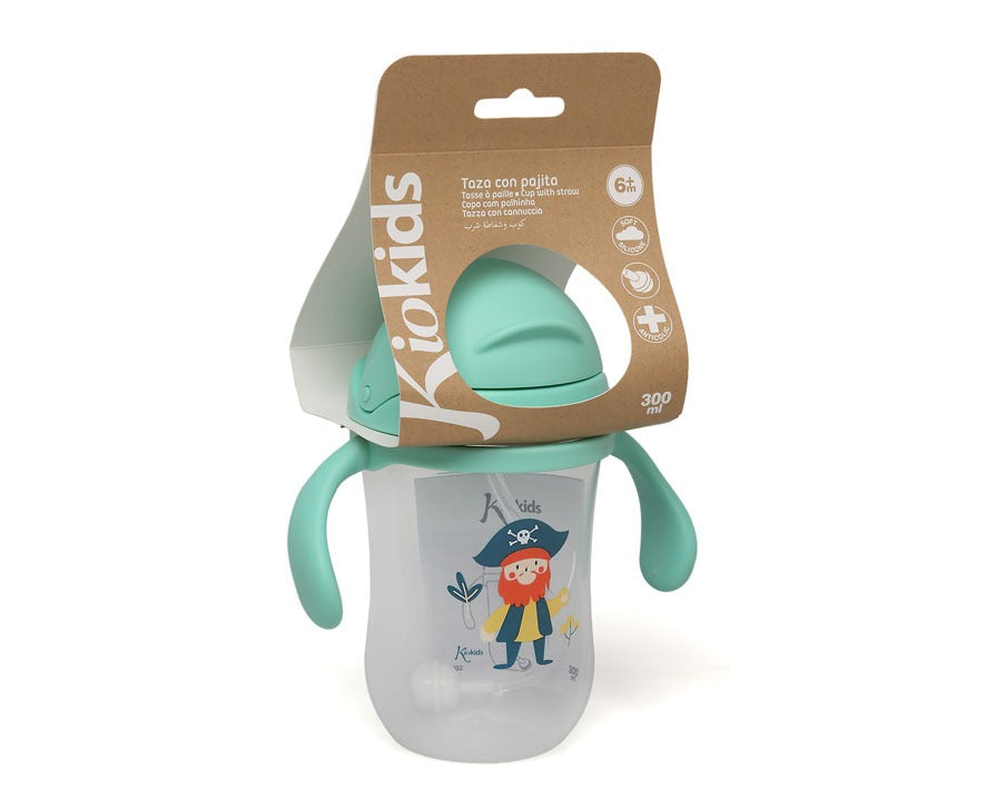 TAZA APRENDIZAJE CON PAJITA STEP 3 300ML CON ASAS DE KIOKIDS
