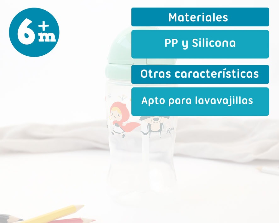 Botella con pajita 350ml de Kiokids