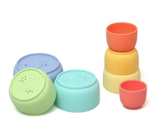 Juego de 7 cubos apilables de silicona Kiokids
