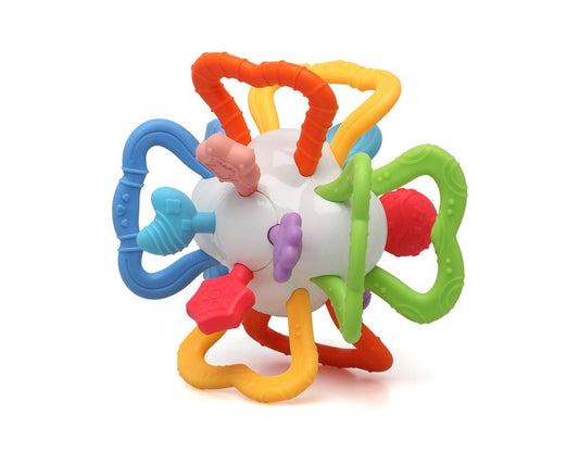 MORDEDOR SENSORIAL EN FORMA DE BOLA PARA BEBÉS KIOKIDS
